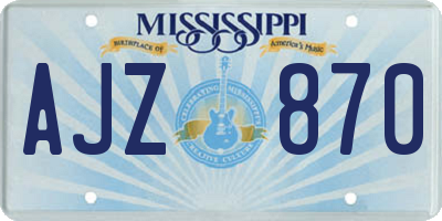 MS license plate AJZ870
