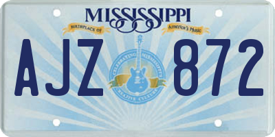 MS license plate AJZ872