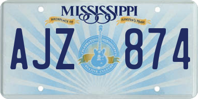 MS license plate AJZ874