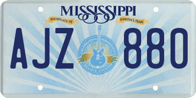 MS license plate AJZ880