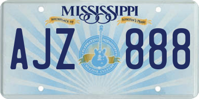 MS license plate AJZ888