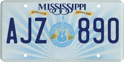 MS license plate AJZ890