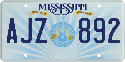 MS license plate AJZ892