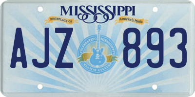 MS license plate AJZ893