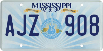 MS license plate AJZ908