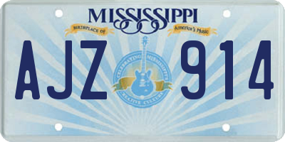 MS license plate AJZ914
