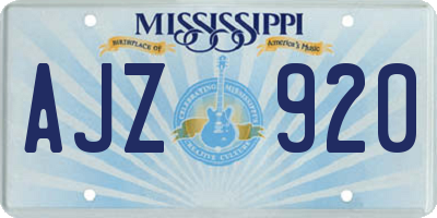MS license plate AJZ920