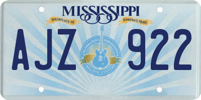 MS license plate AJZ922