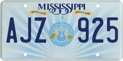 MS license plate AJZ925