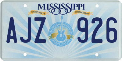 MS license plate AJZ926