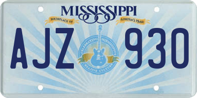 MS license plate AJZ930