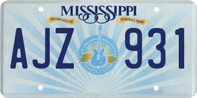 MS license plate AJZ931