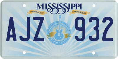 MS license plate AJZ932