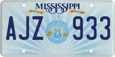 MS license plate AJZ933