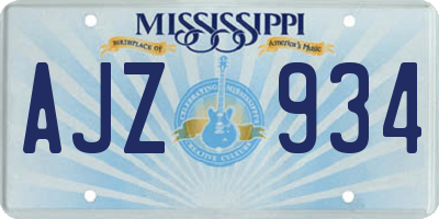 MS license plate AJZ934