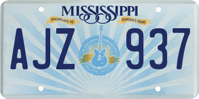 MS license plate AJZ937