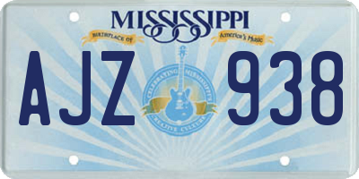 MS license plate AJZ938