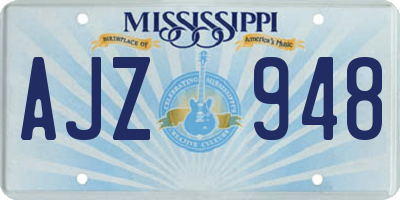 MS license plate AJZ948