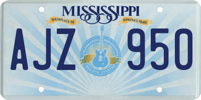 MS license plate AJZ950