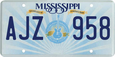 MS license plate AJZ958