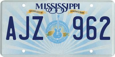 MS license plate AJZ962