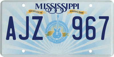 MS license plate AJZ967