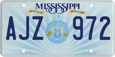 MS license plate AJZ972