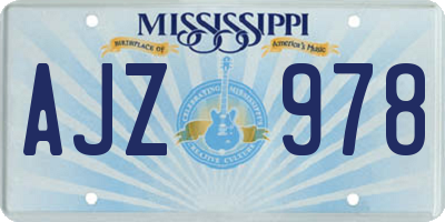 MS license plate AJZ978