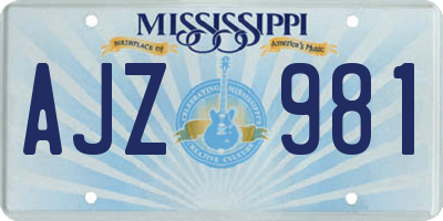 MS license plate AJZ981