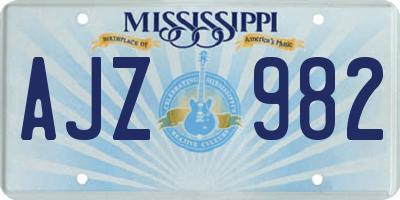 MS license plate AJZ982