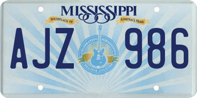 MS license plate AJZ986