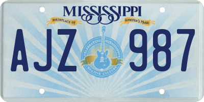 MS license plate AJZ987