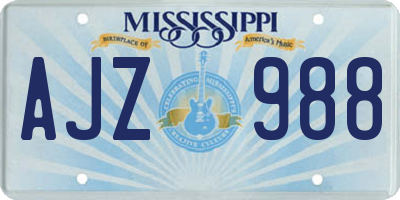 MS license plate AJZ988