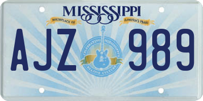 MS license plate AJZ989