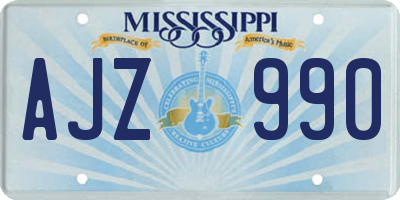 MS license plate AJZ990