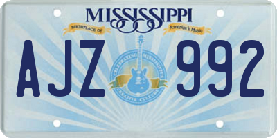 MS license plate AJZ992