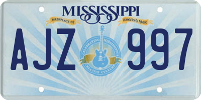 MS license plate AJZ997