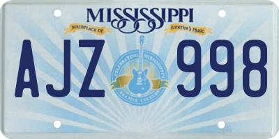 MS license plate AJZ998