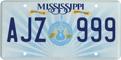 MS license plate AJZ999