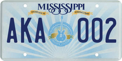 MS license plate AKA002
