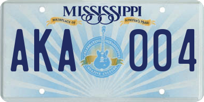 MS license plate AKA004