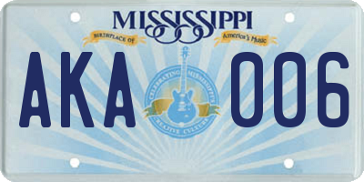 MS license plate AKA006