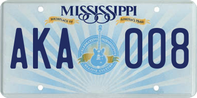 MS license plate AKA008
