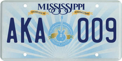 MS license plate AKA009