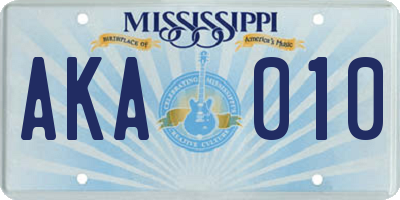 MS license plate AKA010