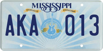 MS license plate AKA013