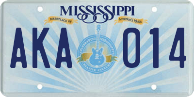 MS license plate AKA014