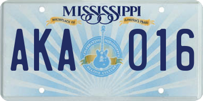 MS license plate AKA016