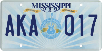 MS license plate AKA017