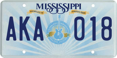 MS license plate AKA018